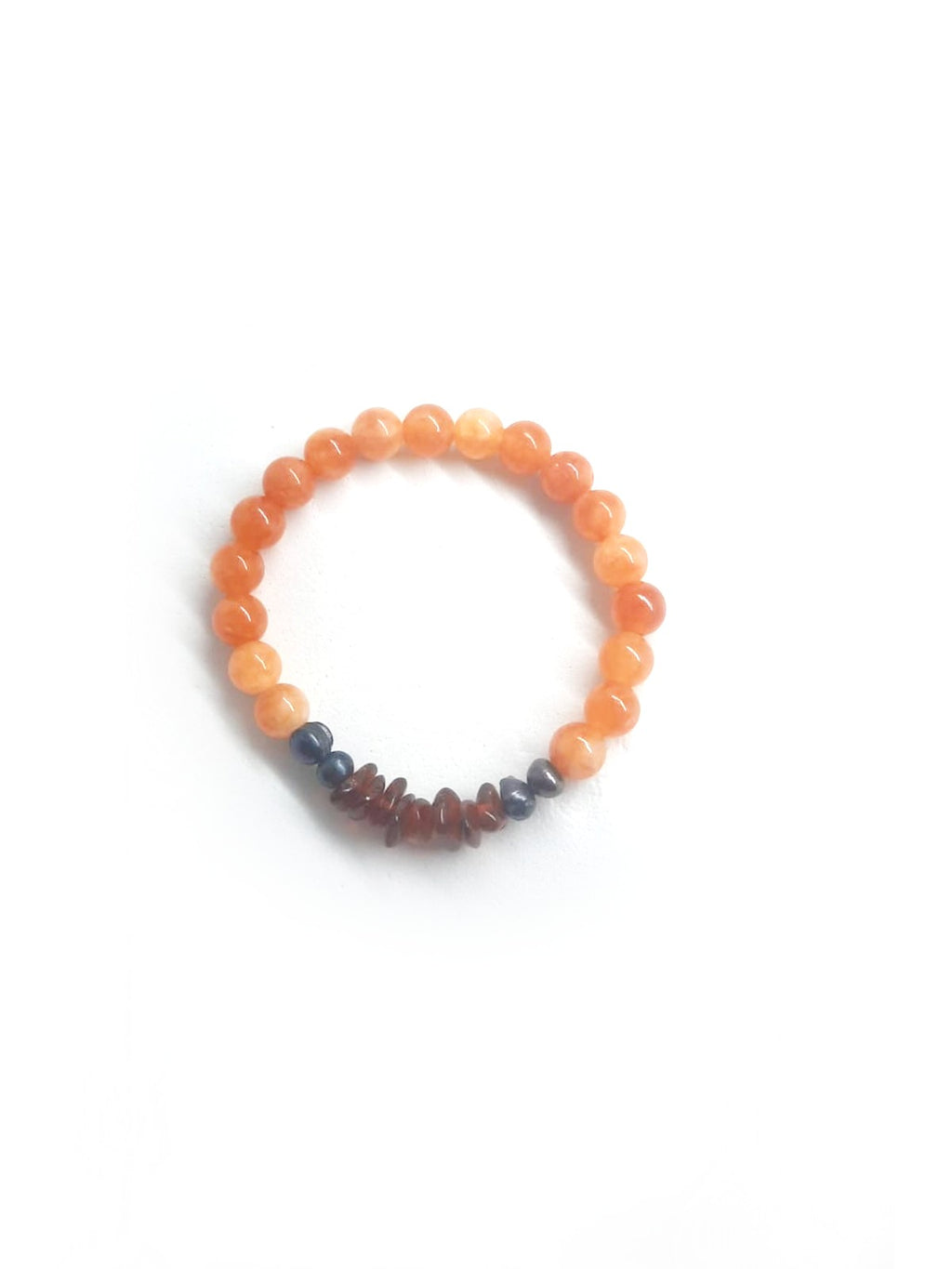 Barnsteen + Agaat + Zoetwaterparel Baby/Kinderarmband 4 mm