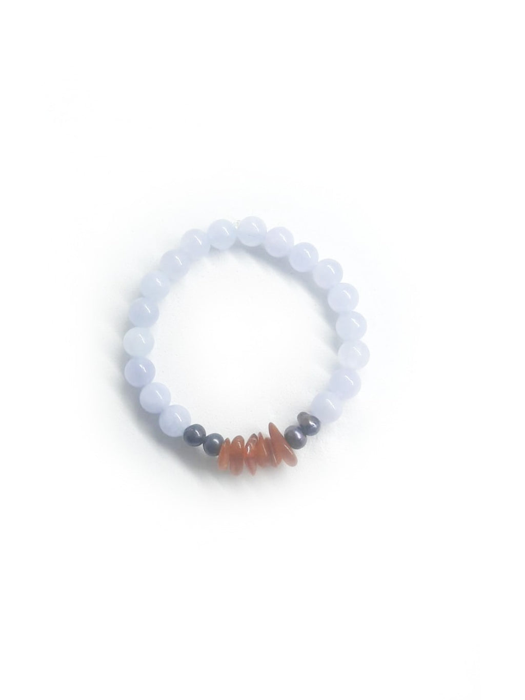 Barnsteen + Agaat + Zoetwaterparel Baby/Kinderarmband 4 mm